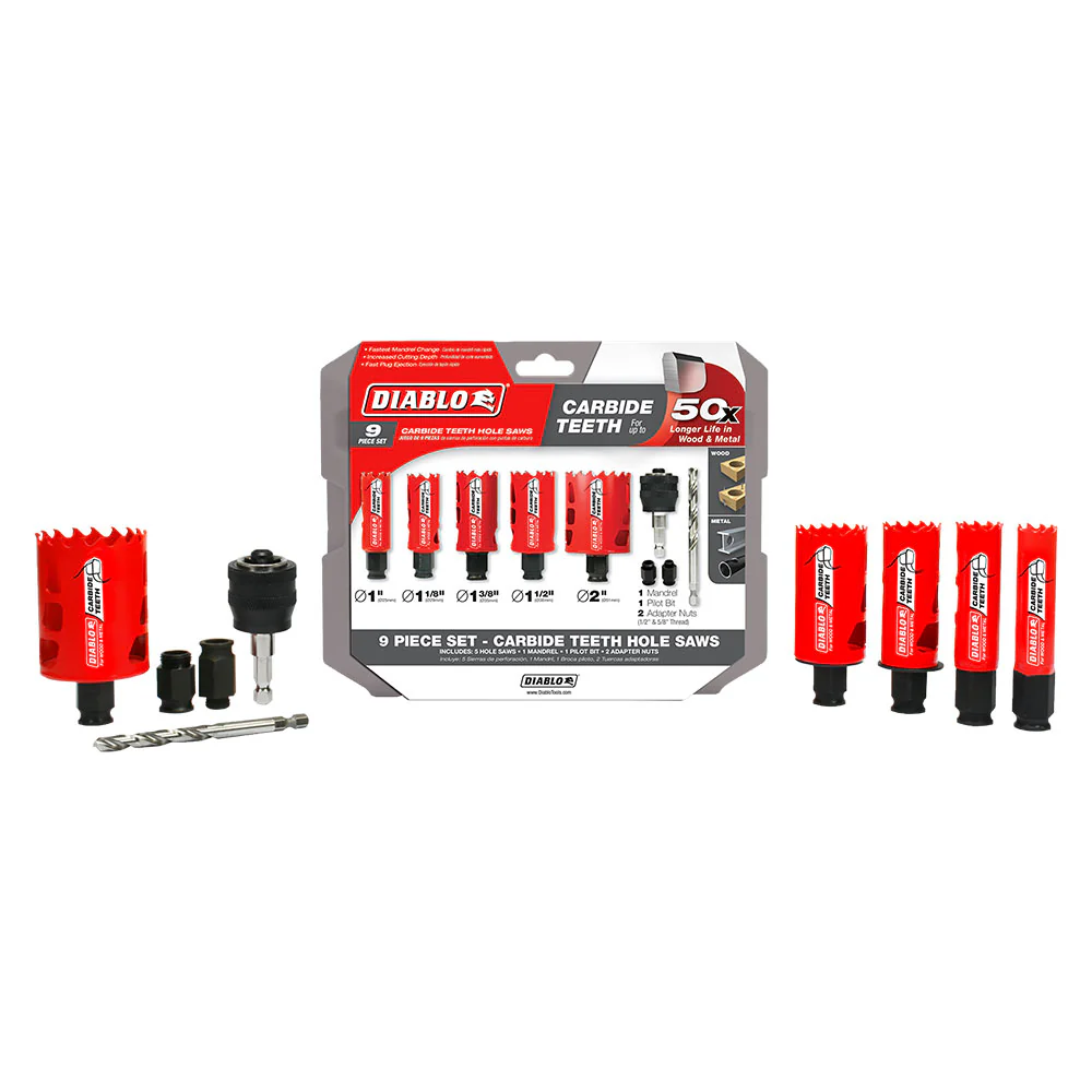 Diablo DHS09SGPCT 9 Pc Carbide General Purpose Hole Saw Set - Moutools