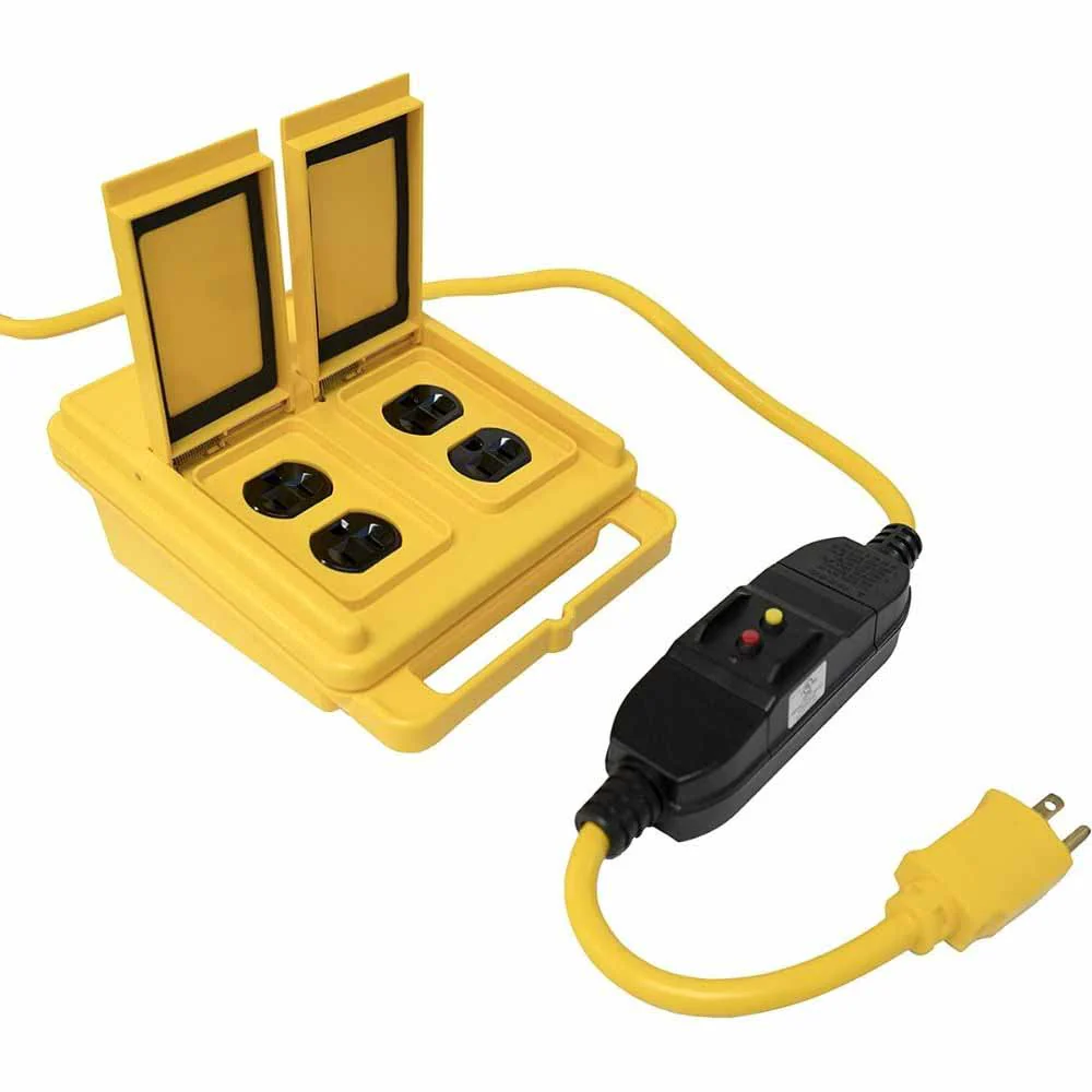 Southwire 28458802 6' 12/3 SJTW Shock Shield GFCI Outlet Box w/ Test Reset Button - Moutools