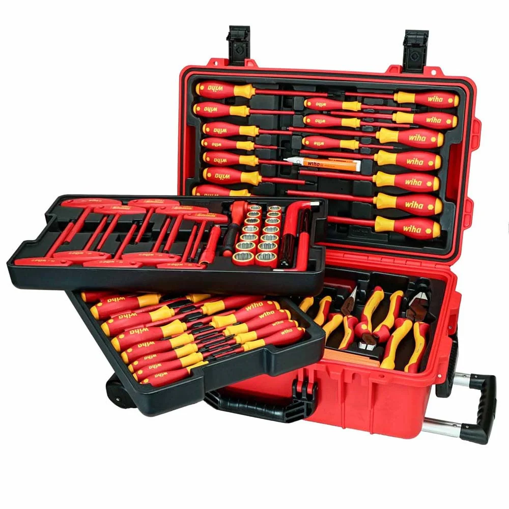 Wiha 32800 80 Piece Master Electrician's Insulated Tools In Rolling Hard Case - Moutools
