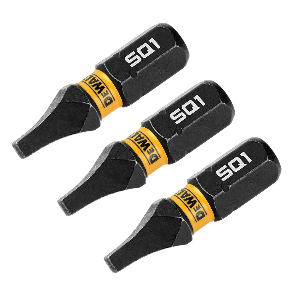 DeWalt DWAF1SQ1IR3 SQ1 FLEXTORQ 1/4 x 1in Impact Driver Bits, 3-Pack - Moutools