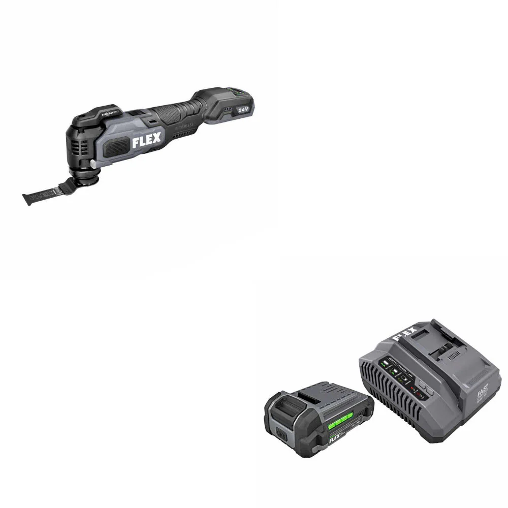 Flex FX4111-Z Oscillating Multi-Tool, Bare W/ FREE FX0411-1A 2.5Ah Starter Kit - Moutools