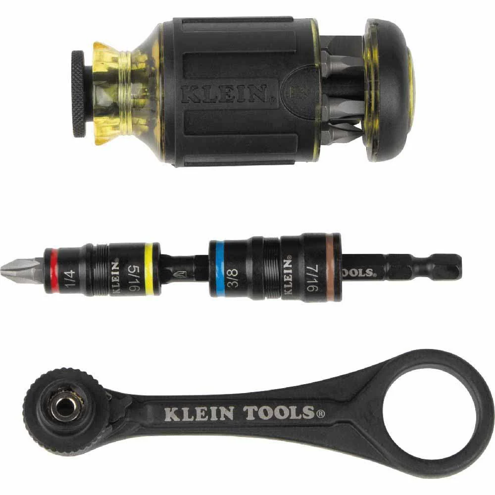 Klein Tools 85515HD Flip Socket, Mini Ratchet and Multi-Bit Driver Set, 3-Piece - Moutools