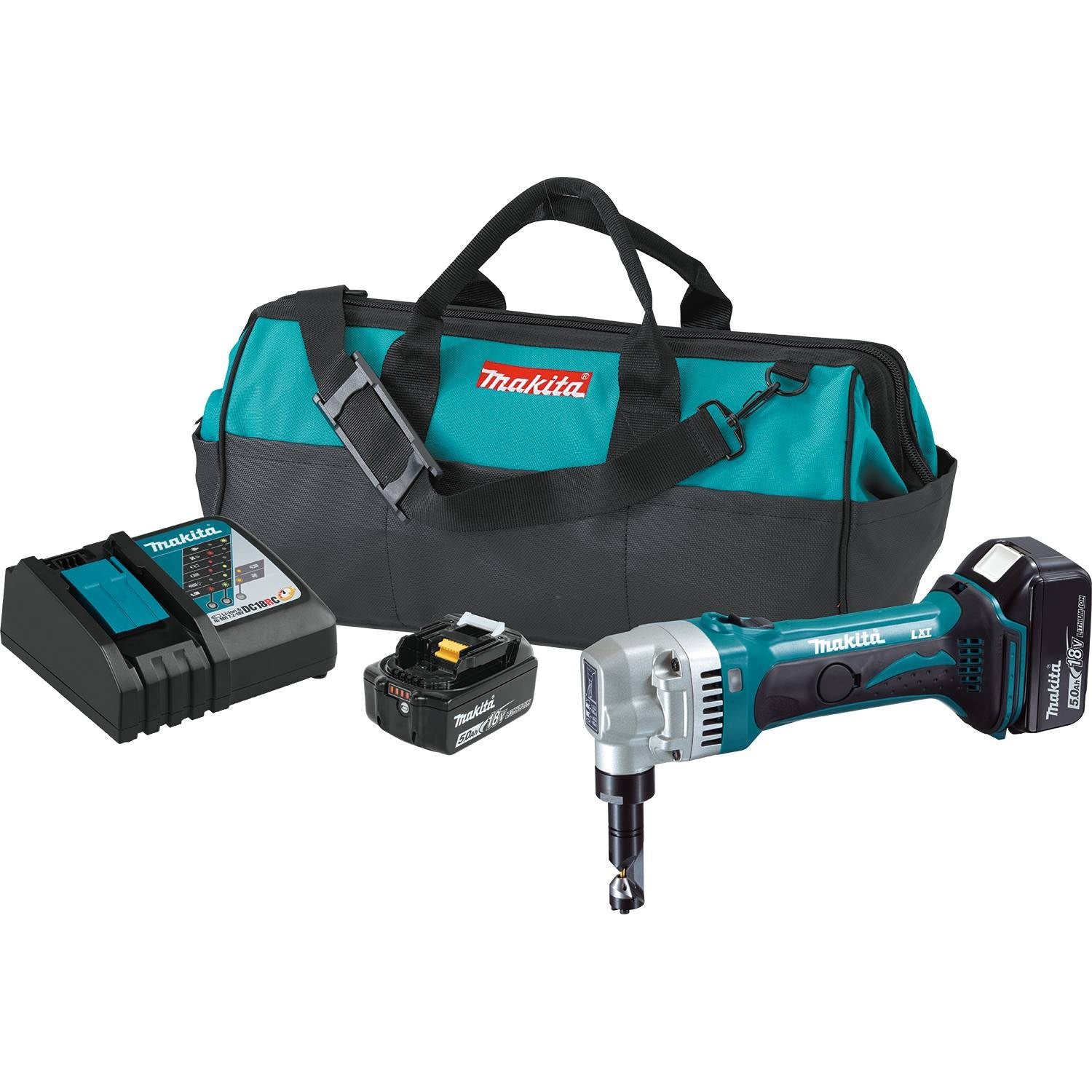 Makita XNJ01T 18V LXT Li-Ion Cordless 16 Gauge Nibbler Kit, 5.0 Ah - Moutools