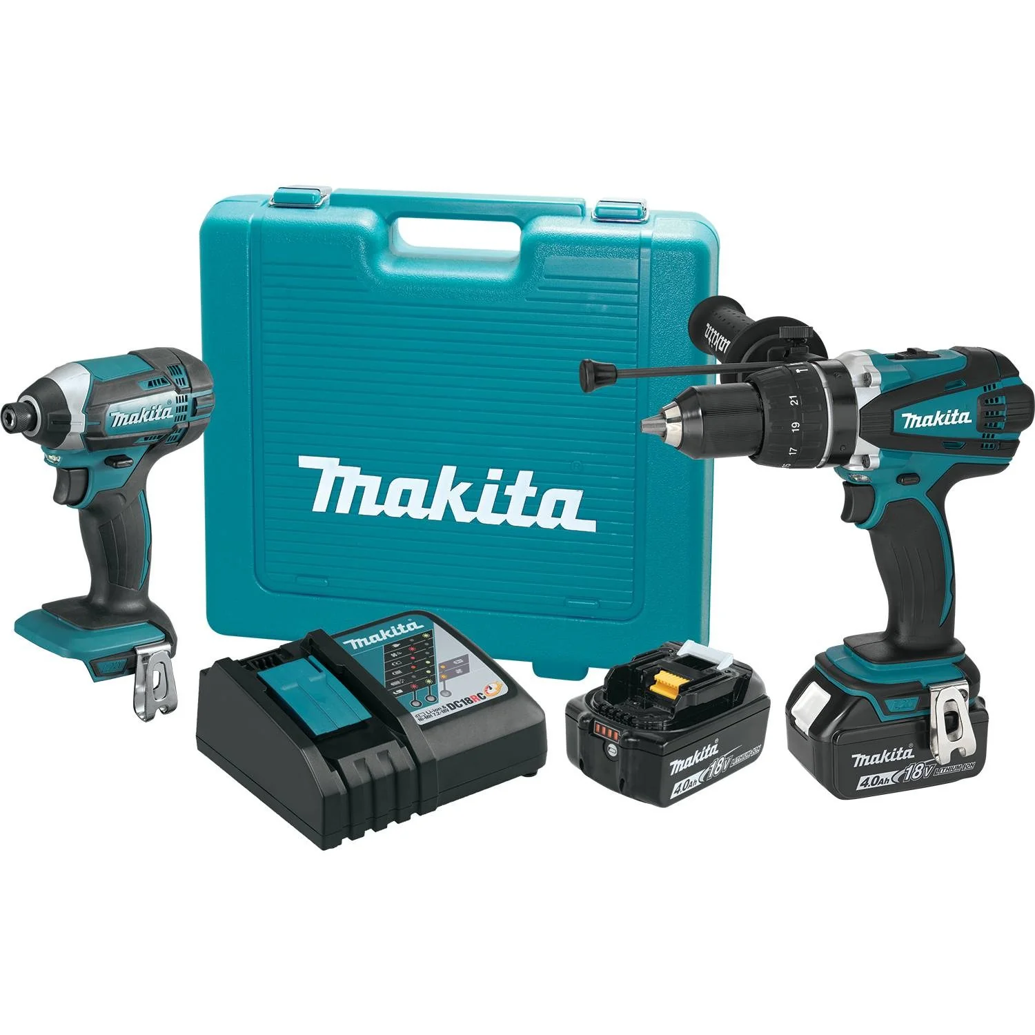 Makita XT263M 18V LXT Li-Ion Cordless 2-Piece Combo Kit (Hammer Drill/ Impact Driver) 4.0 Ah - Moutools
