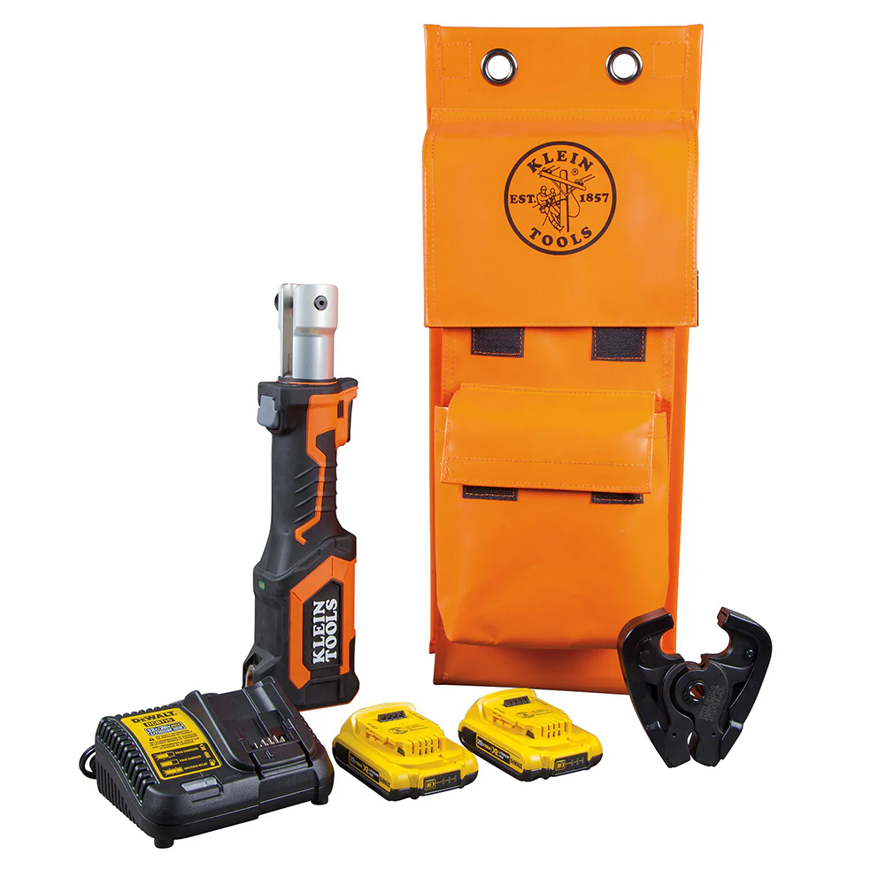 Klein BAT207T2 Battery-Operated Cable Crimper, D3 Groove, 2 Ah - Moutools