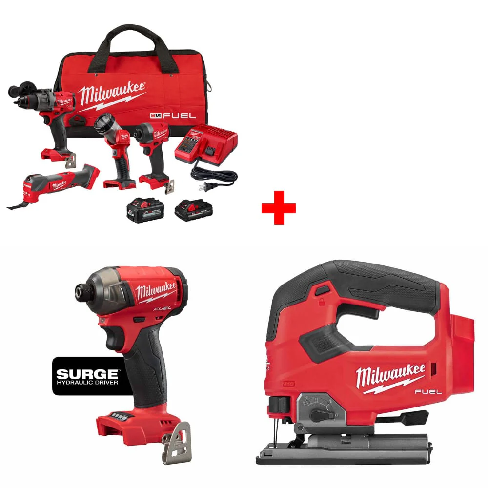 Milwaukee 3698-24MT M18 4-Tool Combo Kit w/ FREE Hydraulic Driver & Jig Saw - Moutools