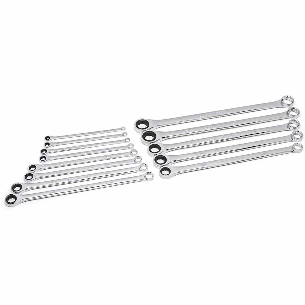 GearWrench 85999 13 Pc. 72-Tooth 12 Point XL GearBox Double Box Ratcheting SAE Wrench Set - Moutools