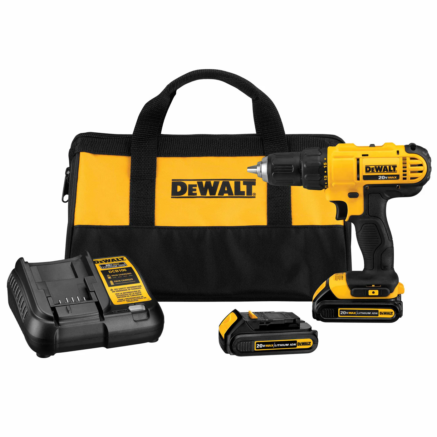 DeWalt DCD771C2 20V MAX Li-Ion Compact Drill/Driver Kit - Moutools