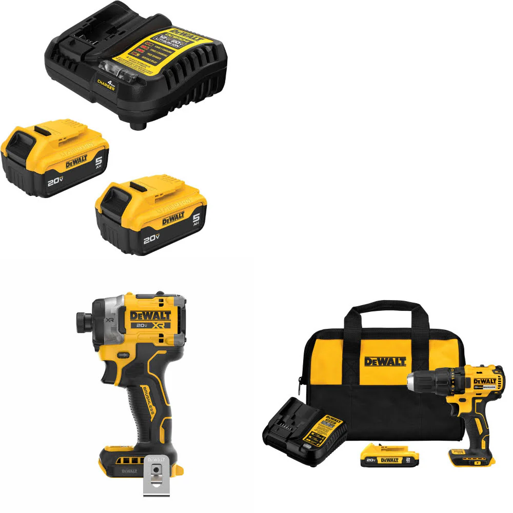 DeWalt DCB205-2C 20V MAX Starter Kit W/ DCF860B Impact Driver & Drill/Driver Kit - Moutools