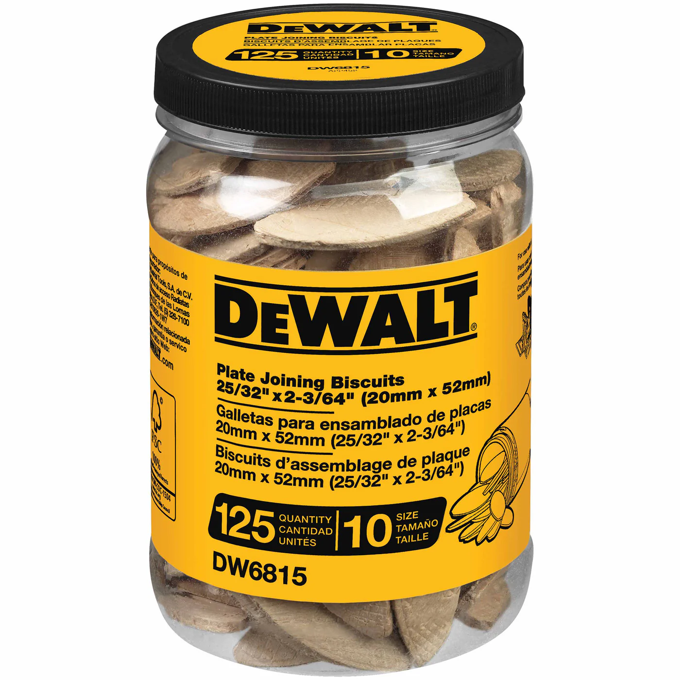 DeWalt DW6815 Size 10 Plate Joining Biscuits (125 Count) - Moutools