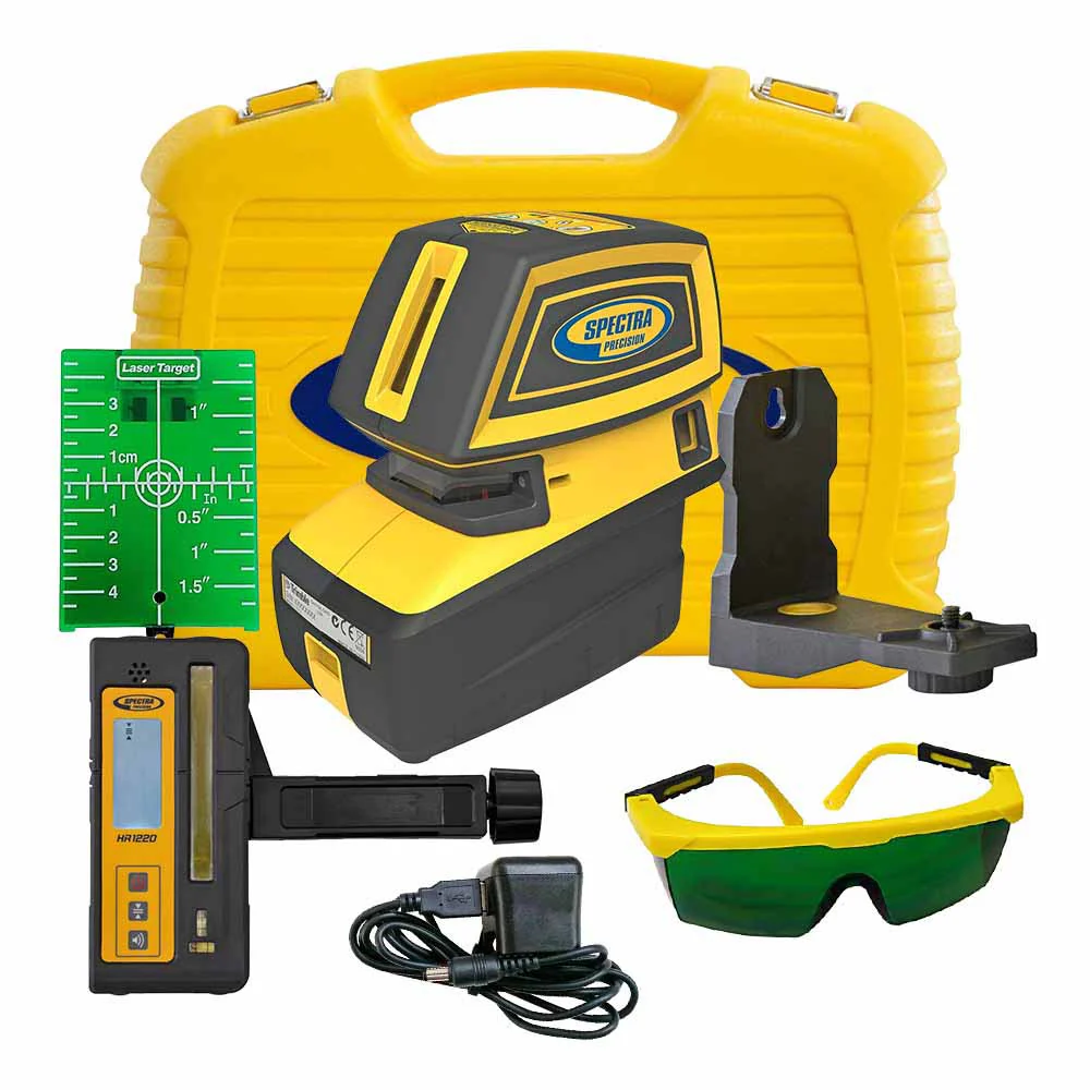 Spectra LT52G-2 Line Laser Cross Line And 5 Alignment Points Green With HR1220, Rechargeable - Moutools