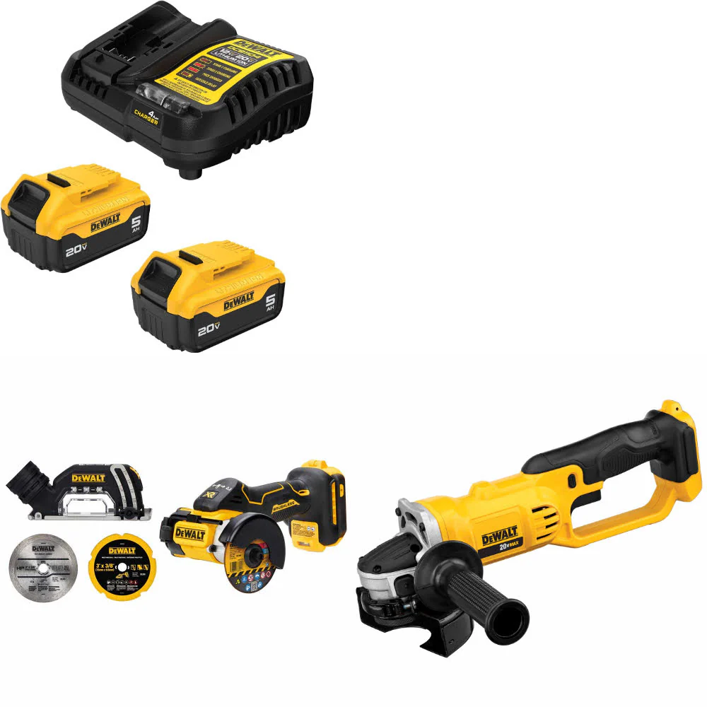 DeWalt DCB205-2C 20V Starter Kit W/ DCS438B Cut-Off Tool & EXTRA Cut-Off Tool - Moutools