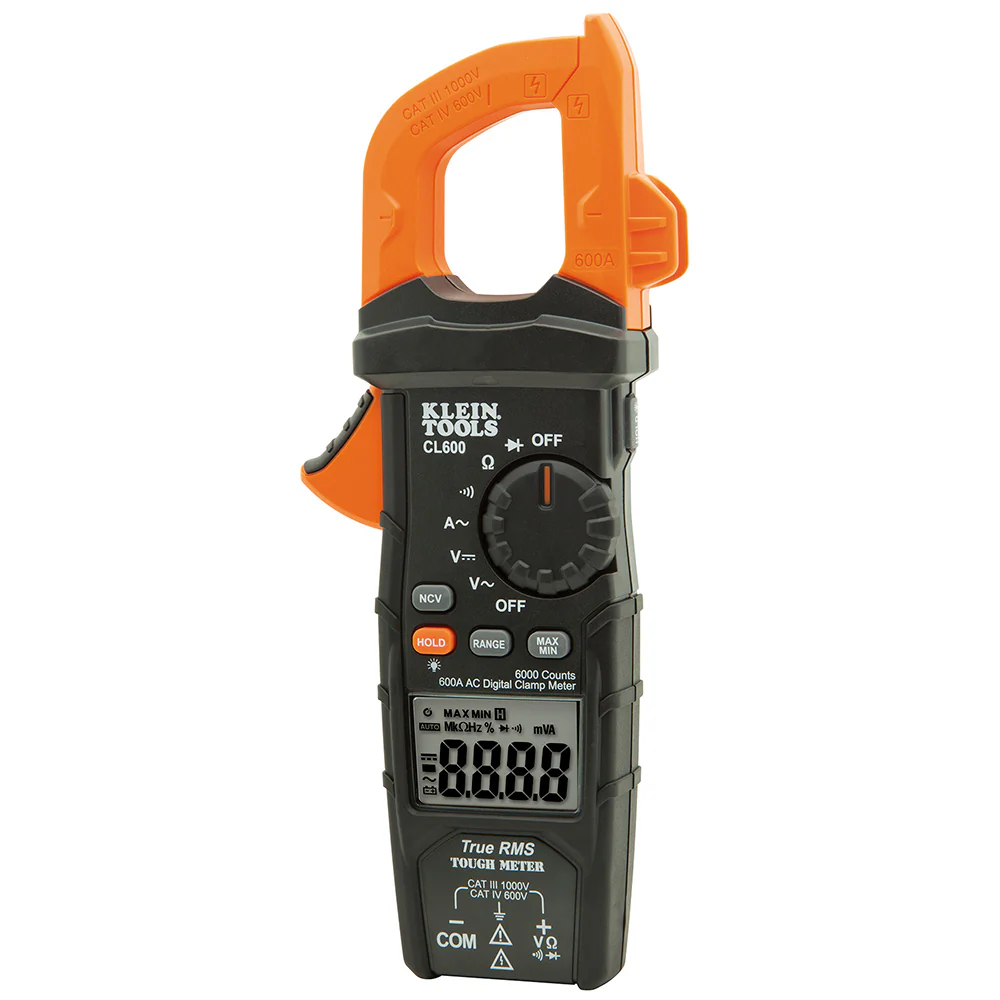 Klein Tools CL600 Digital Clamp Meter AC Auto-Ranging 600A - Moutools