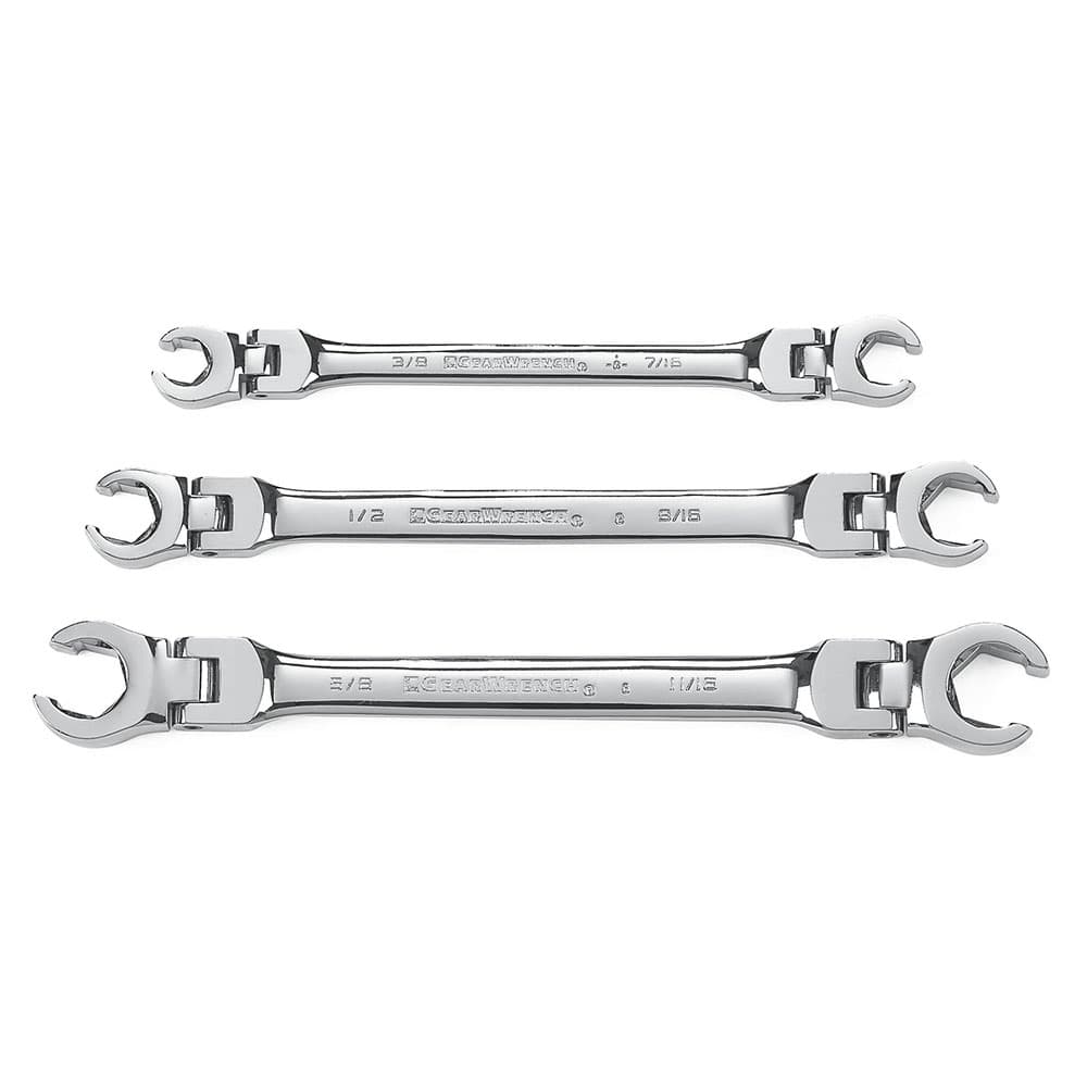 GearWrench 81914 3 Pc. Flex Head Flare Nut SAE Wrench Set - Moutools