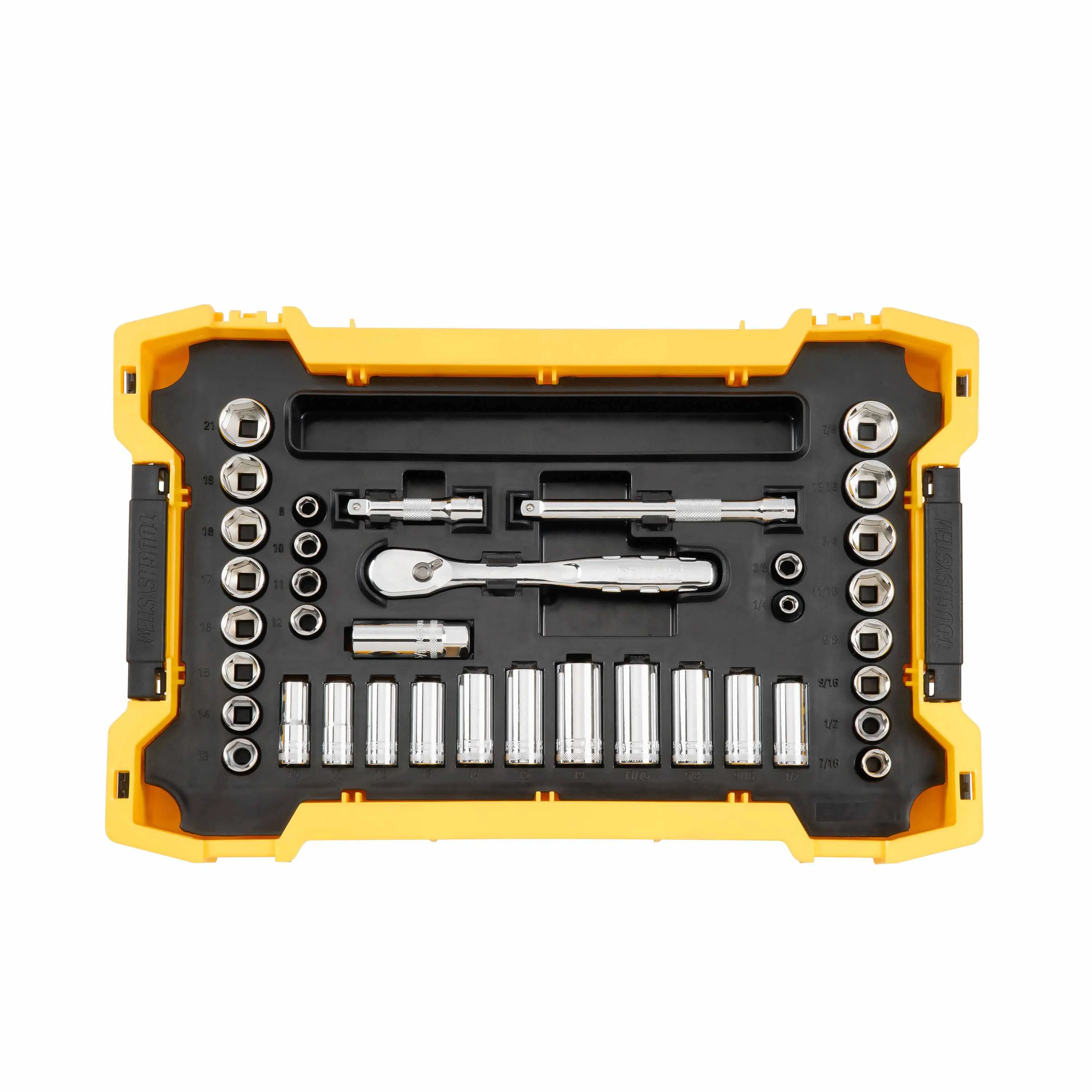 DeWalt DWMT45400 37 PC. 3/8 IN. Drive Socket Set With TOUGHSYSTEM® 2.0 Tray and Lid - Moutools