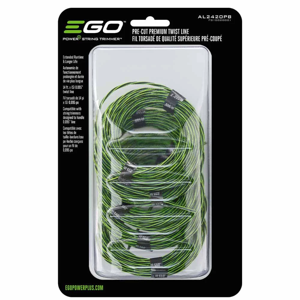 EGO AL2420PB Pre-Cut Premium Twist Line for String Trimmer, Green - Moutools