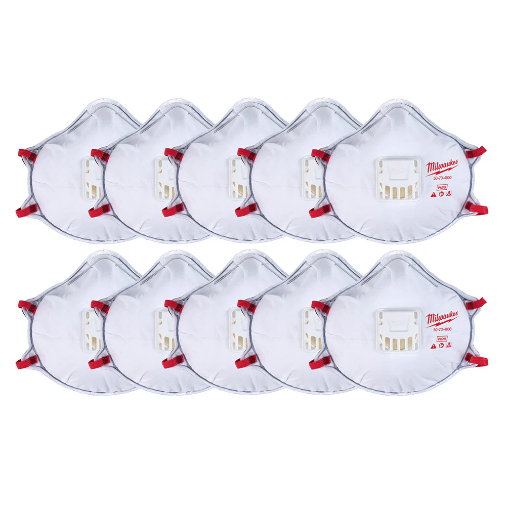 Milwaukee 48-73-4004 10pk N95 Valved Respirator with Gasket - Moutools