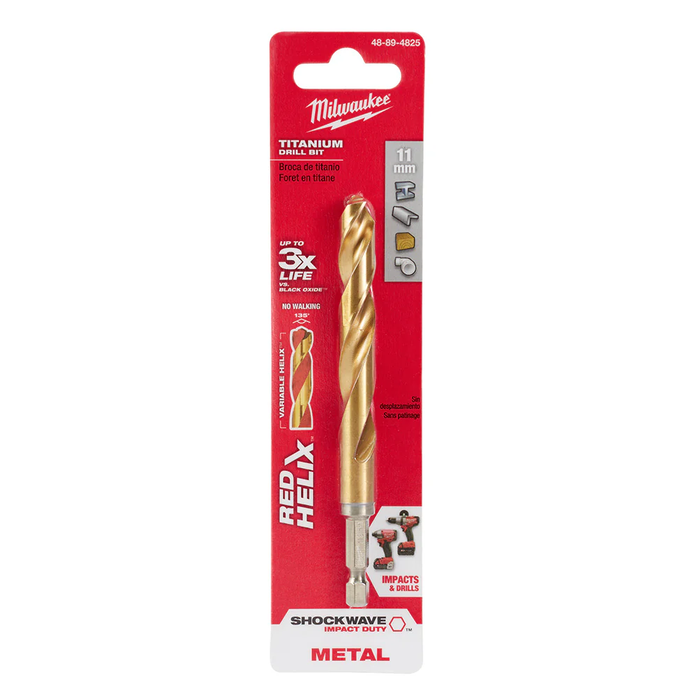 Milwaukee 48-89-4825 11mm Metric Titanium SHOCKWAVE™ Red Helix Bit - Moutools