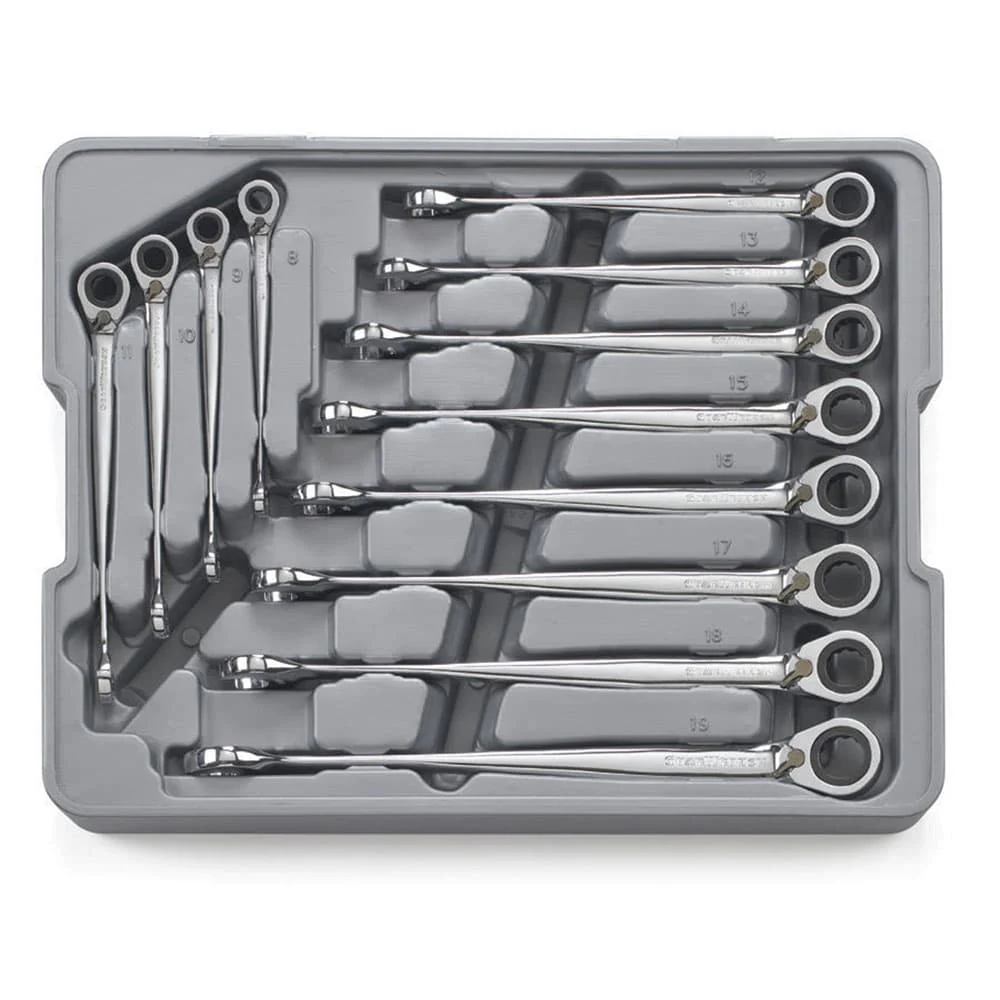GearWrench 85388 12 Pc. 72-Tooth 12 Point Reversible XL X-Beam Ratcheting Combination Metric Wrench Set - Moutools