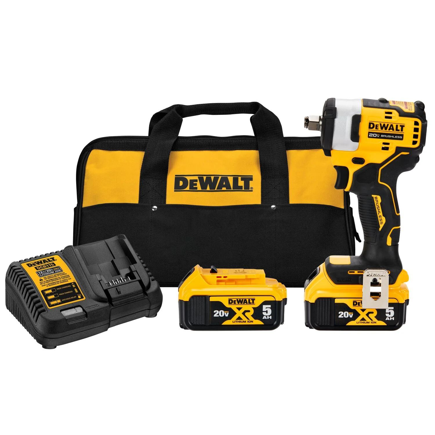DeWalt DCF911P2 20V MAX* 1/2 in. Cordless Impact Wrench with Hog Ring Anvil Kit - Moutools