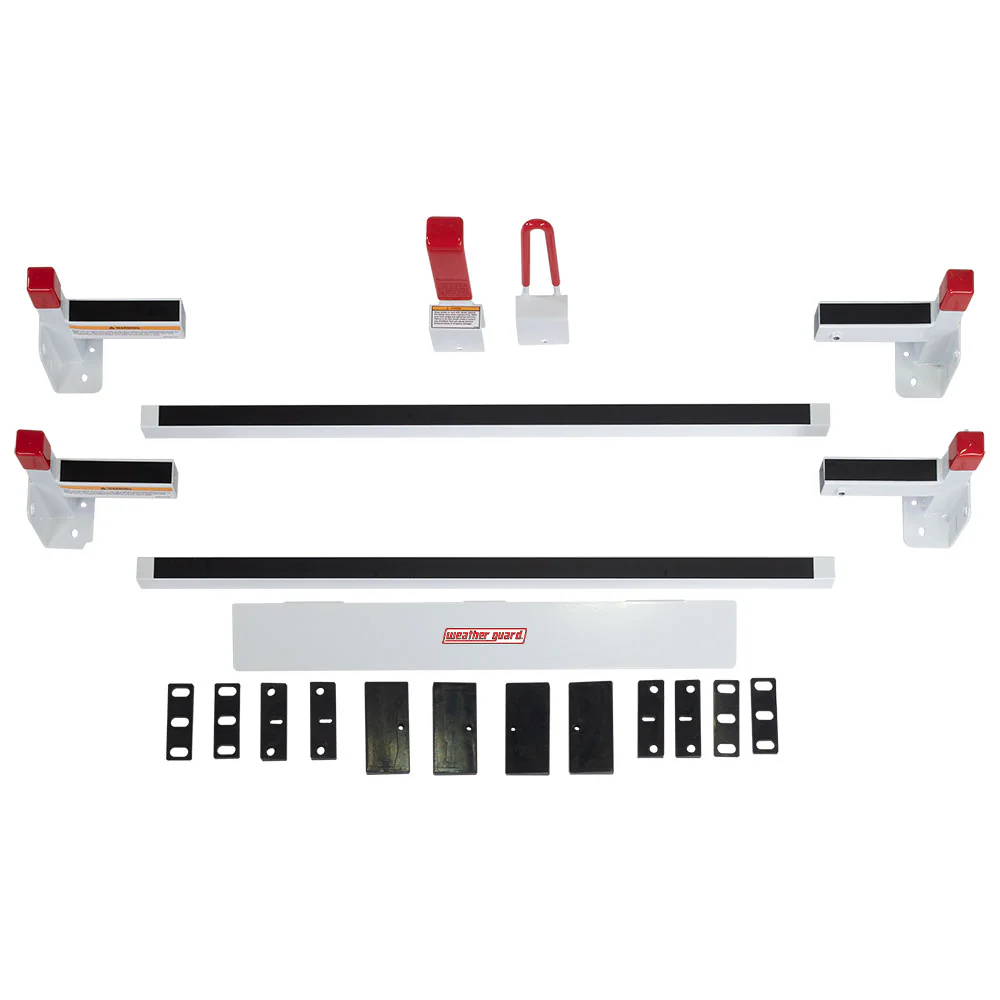 WeatherGuard 22001-3-01 All-Purpose Steel Van Rack, 2 Bar, GM, Ford, Nissan, RAM - Moutools