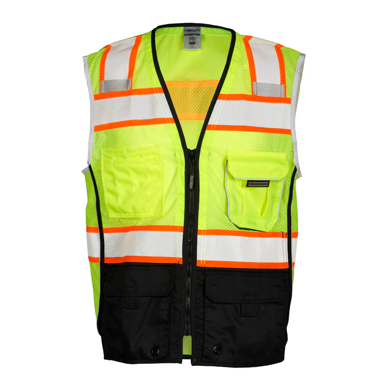 ML Kishigo 1515-M M Lime Premium Black Series Black Bottom Vest - Moutools