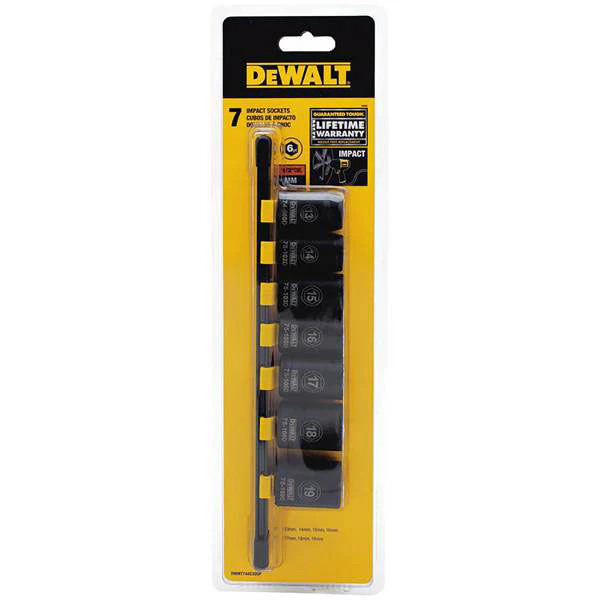 DeWalt DWMT74453OSP 7pc Metric 13-19mm Impact Socket Set - Moutools