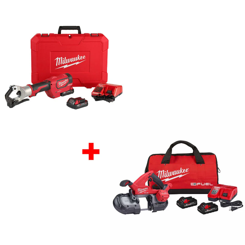 Milwaukee 2877-22 M18 750 MCM Crimper W/ FREE 2829-22 M18 FUEL Band Saw Kit - Moutools