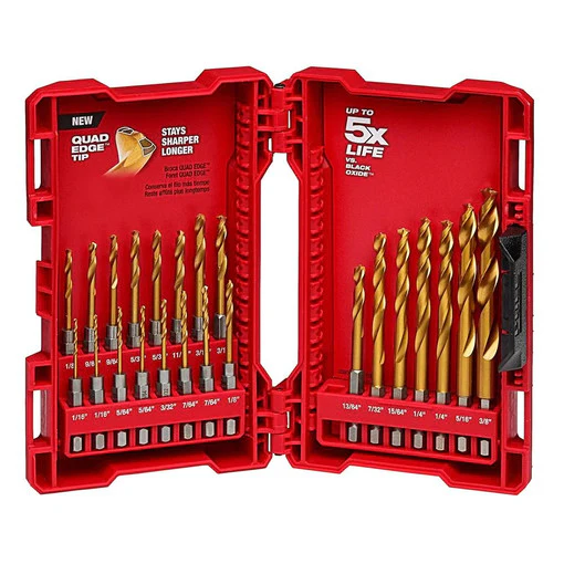 Milwaukee 48-89-4631 23 Piece TiN Shockwave Drill Bit Kit - Moutools