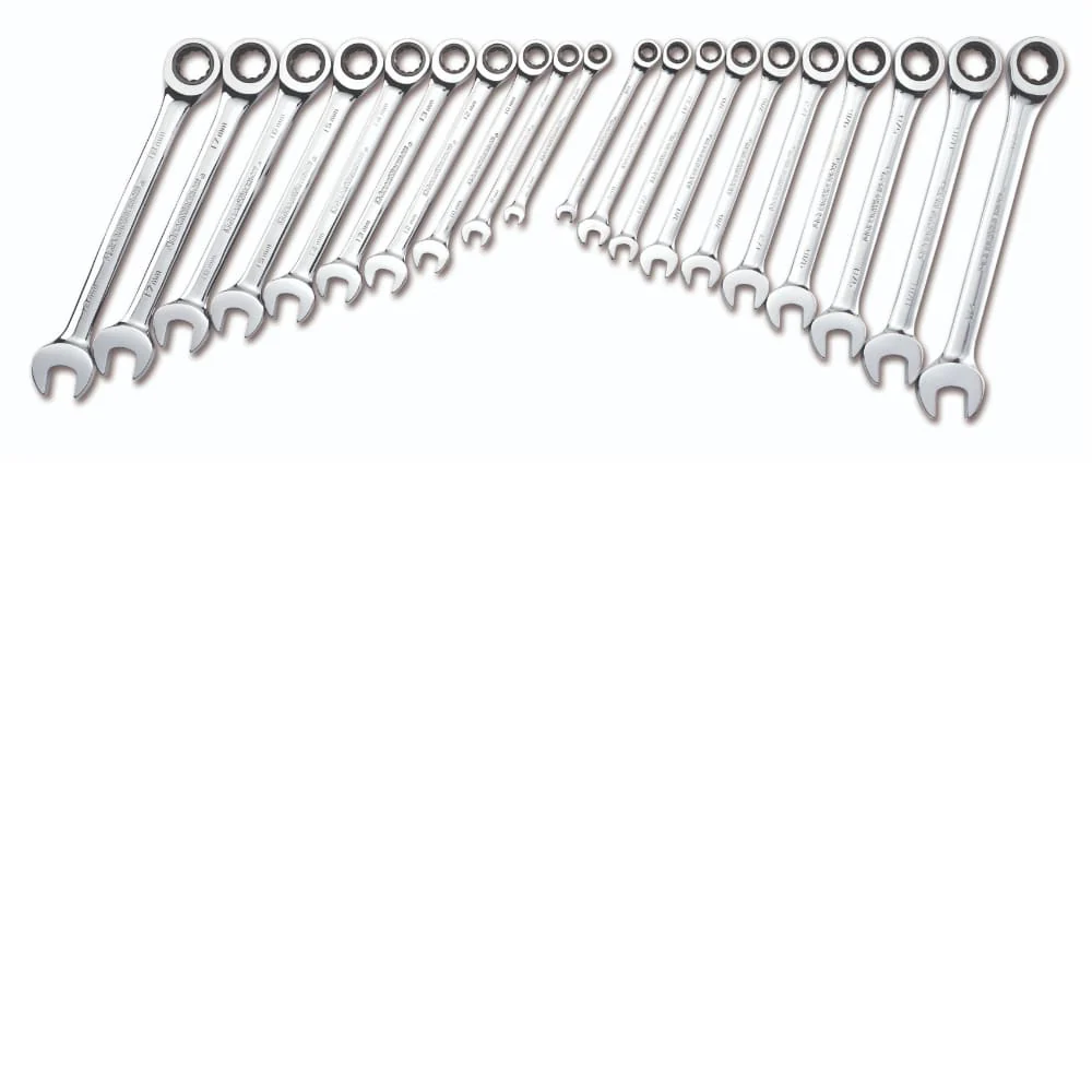 GearWrench 35720-06 20-Piece Set 12-Point Standard (SAE) and Metric Combination Ratchet Wrench Set - Moutools
