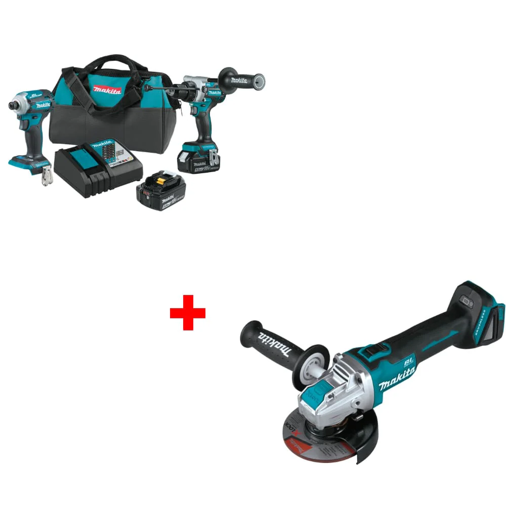 Makita XT288T 18V LXT 2-Pc. Combo Kit w/ FREE XAG25Z 18V LXT Angle Grinder - Moutools
