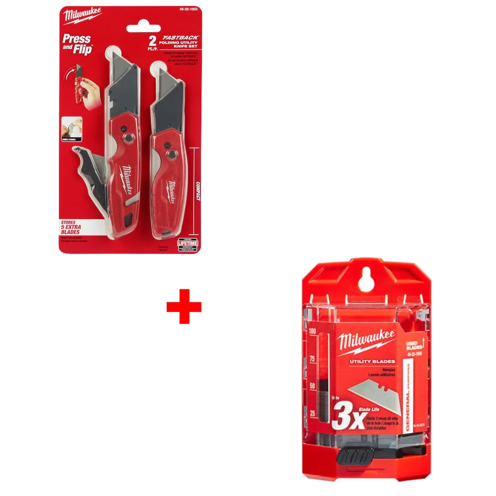 Milwaukee 48-22-1503 FASTBACK w/ FREE 48-22-1950 50 PC Utility Blades - Moutools