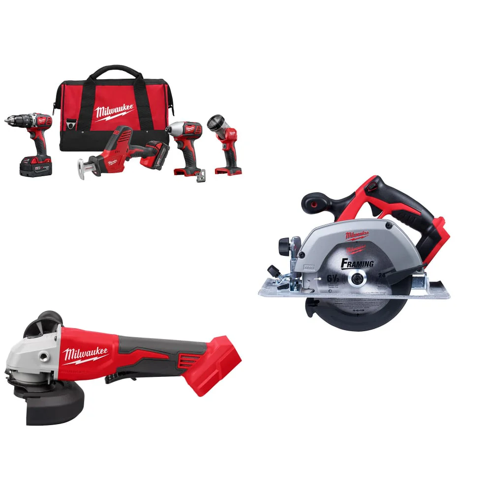 Milwaukee 2695-24 M18 4-Tool Combo Kit w/ FREE 2686-20 M18 Grinder & Circ Saw - Moutools