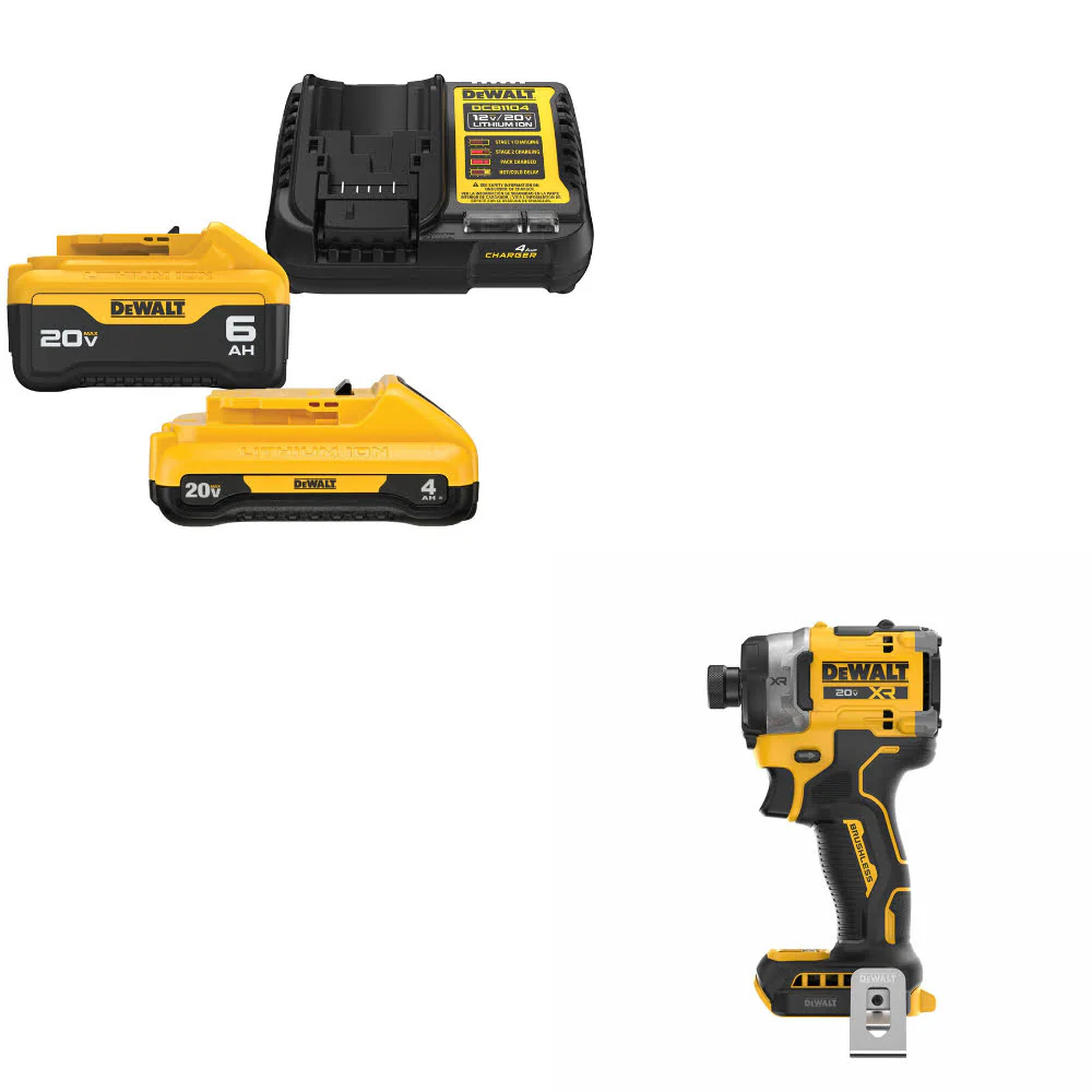 DeWalt DCB2460C 20V MAX 4Ah & 6Ah Starter Kit W/ FREE DCF860B 20V Impact Driver - Moutools