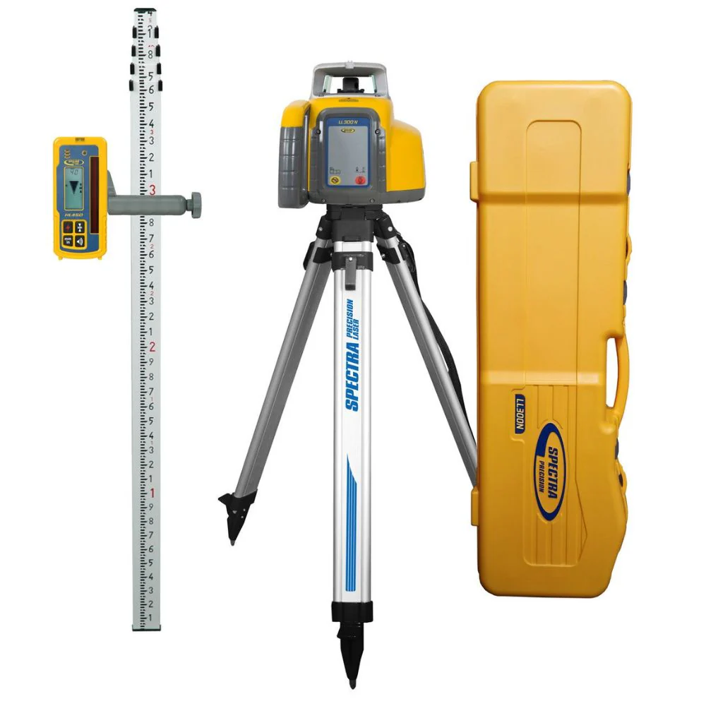 Spectra LL300N-1 LL300N Self-Leveling Laser Level Package with Tripod and Grade Rod (Tenths) - Moutools