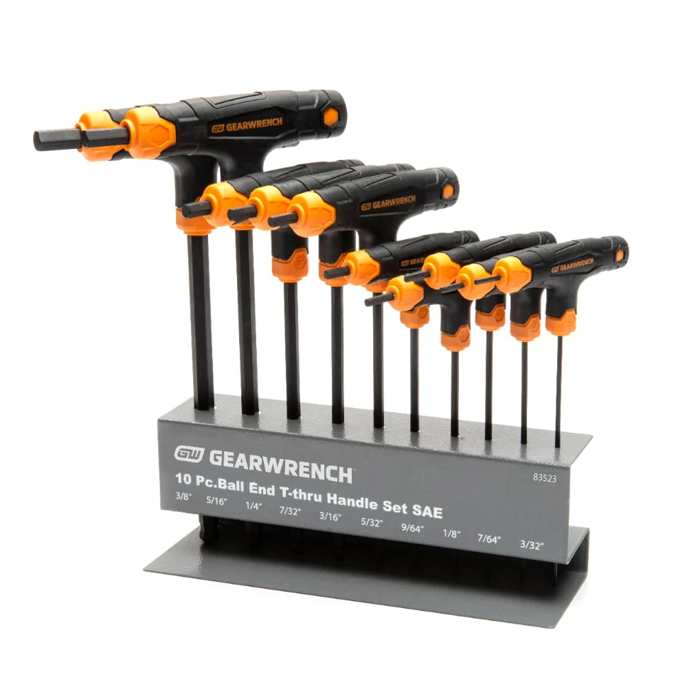 GearWrench 83523 10 Piece SAE Ball End T-Handle Hex Key Set - Moutools