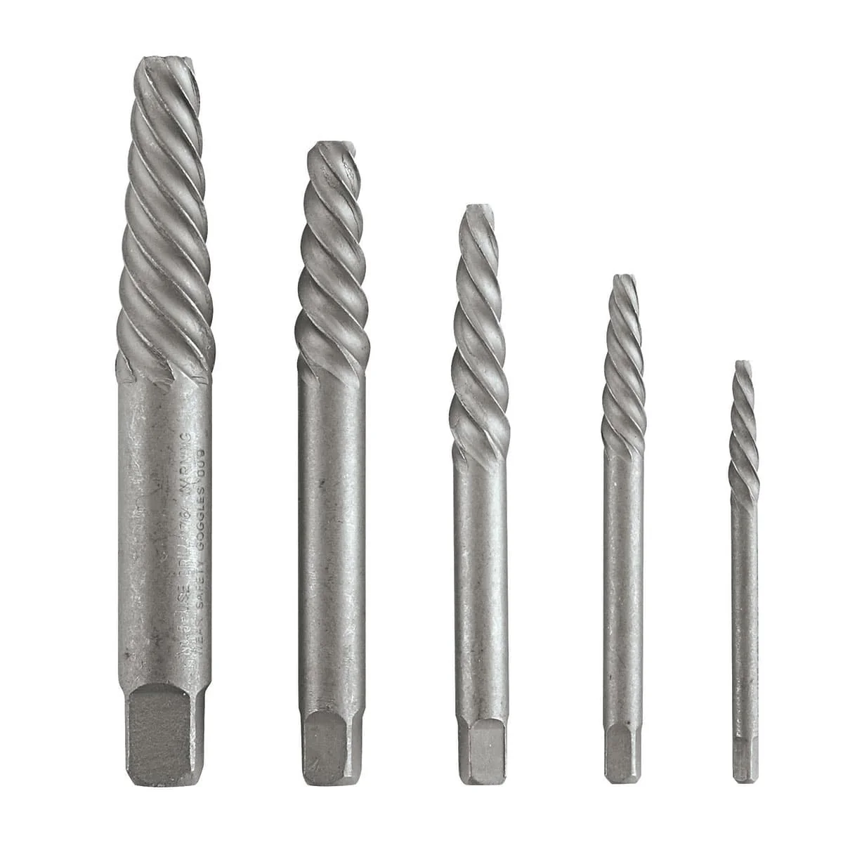 Bosch BSPE5S 5 pc. High-Carbon Steel Spiral Flute Screw Extractor Set - Moutools