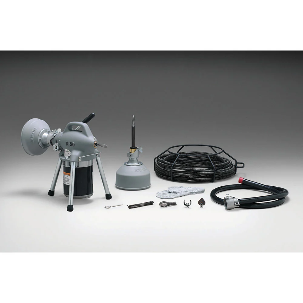 RIDGID 59000 K-50-8 115V Sectional Machine with A-30 Cable Kit and A-17 Adapters - Moutools