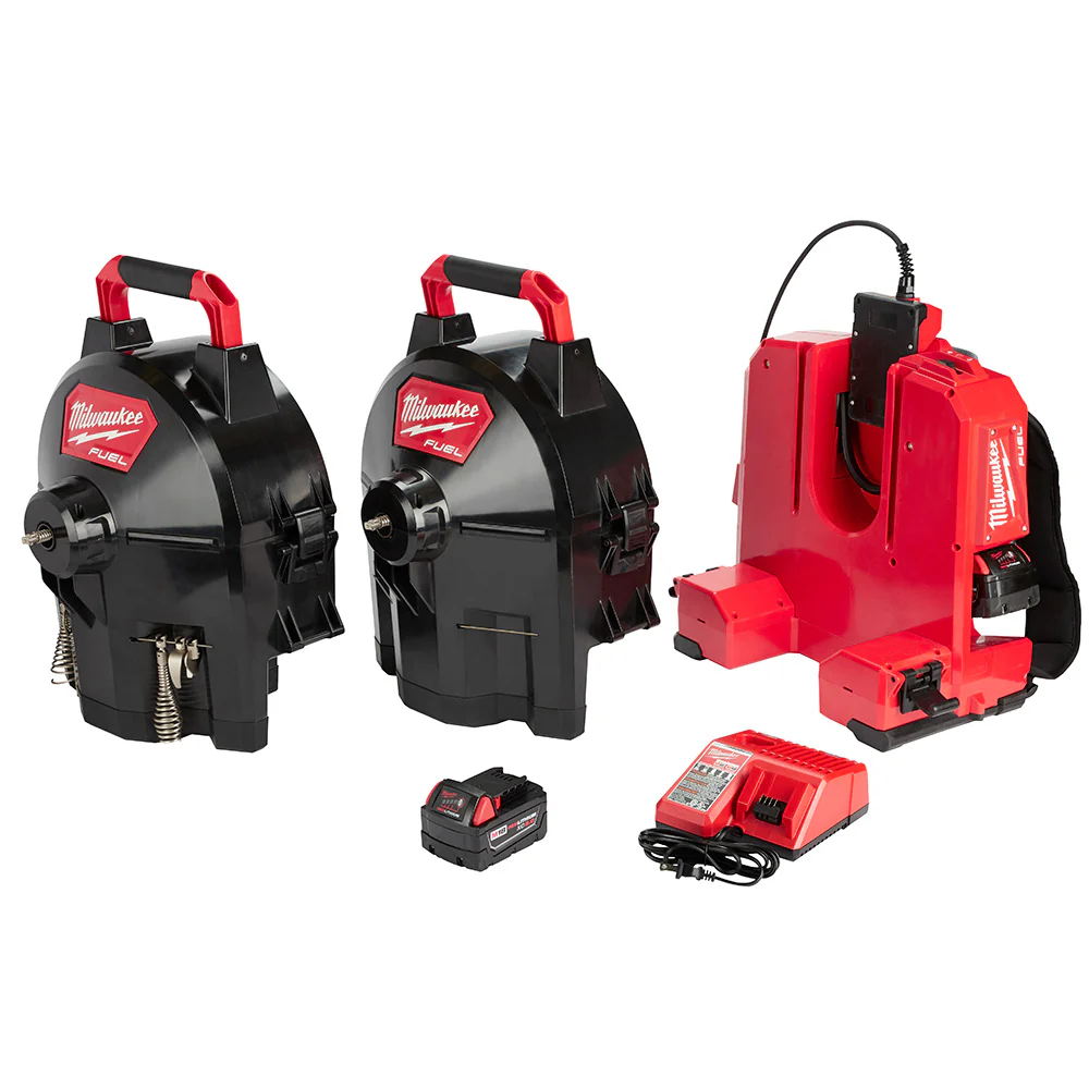 Milwaukee 2775C-222 M18 Fuel Switch Pack Sectional Drum System Drain Cleaner Kit-C - Moutools