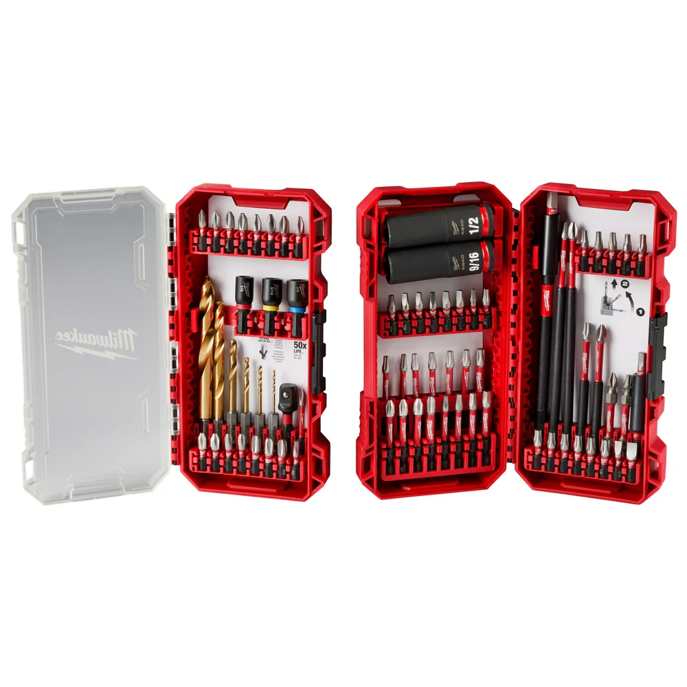 Milwaukee 48-32-4098 SHOCKWAVE Impact Duty Drill, Drive & Fasten Set - 75PC - Moutools