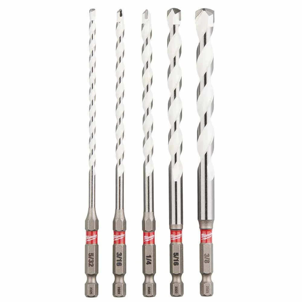 Milwaukee 48-20-8898 SHOCKWAVE Impact Duty Carbide Multi-Material Drill Bit Set - 5PC - Moutools