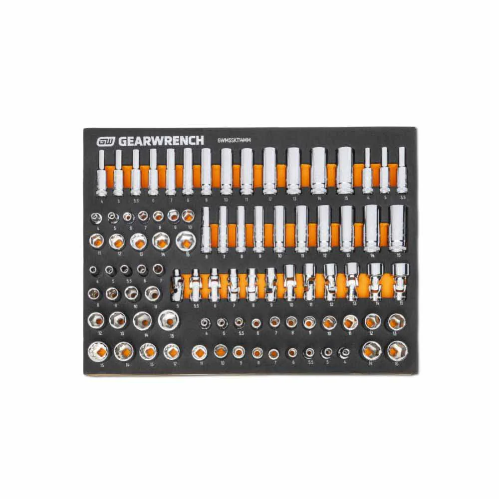Gearwrench GWMSSKT14MM 89 Piece 1/4” Drive Master Metric Socket Set in Foam Storage Tray - Moutools