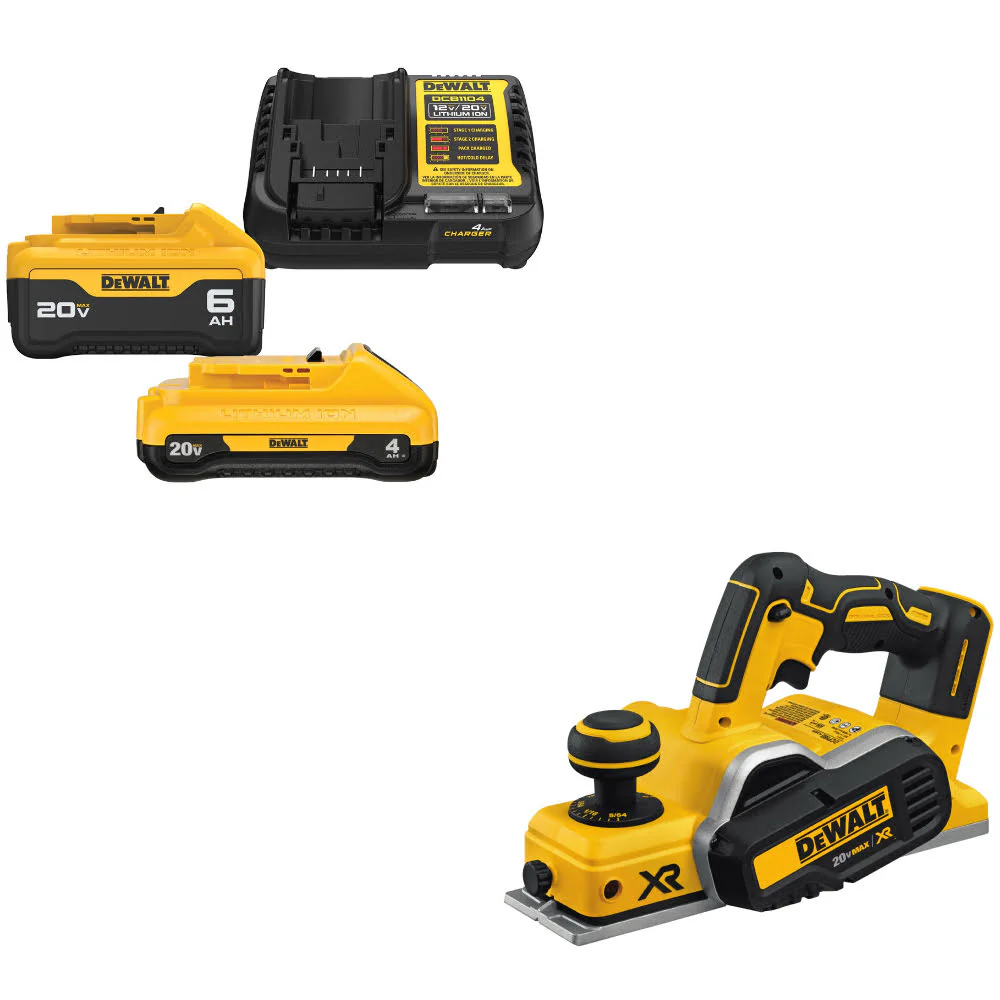 DeWalt DCB2460C 20V MAX 4Ah & 6Ah Starter Kit W/ FREE DCP580B 20V MAX Planer - Moutools