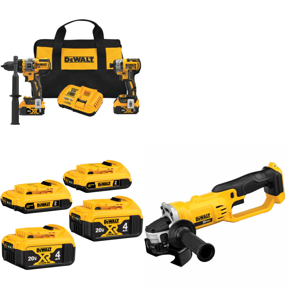 DeWalt DCK2100P2 20V MAX 2-Tool Combo Kit W/ 20V Battery-4Pk & FREE Cut-Off Tool - Moutools