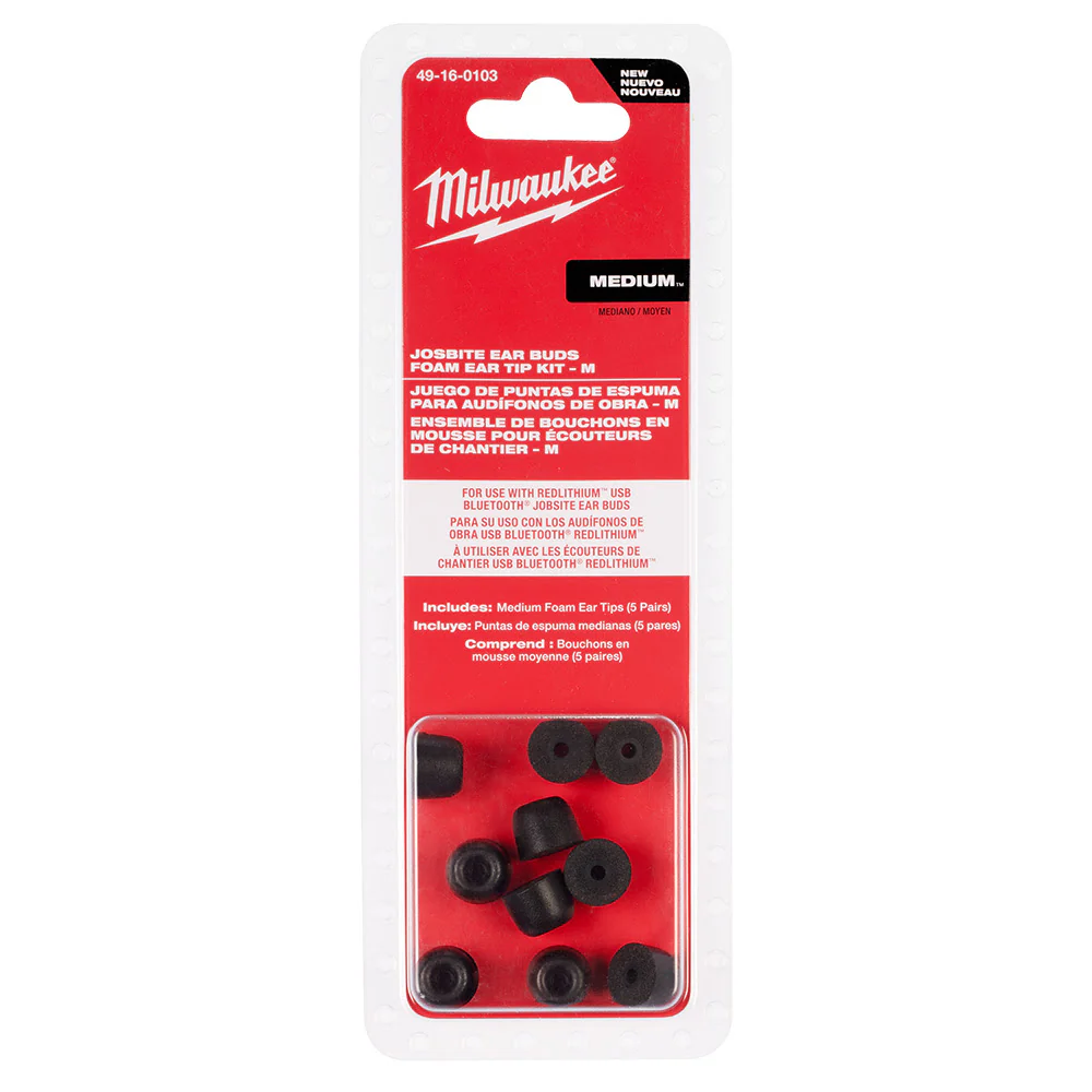 Milwaukee 49-16-0103 Jobsite Earbuds Foam Ear Tip Kit - M - Moutools