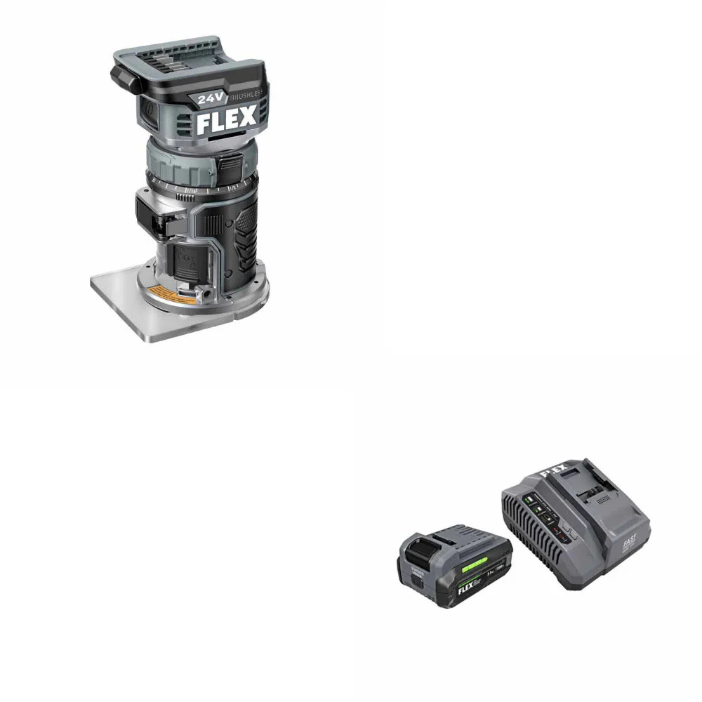Flex FX4221-Z Compact Router - Bare Tool W/ FREE FX0411-1F 3.5Ah Starter Kit - Moutools