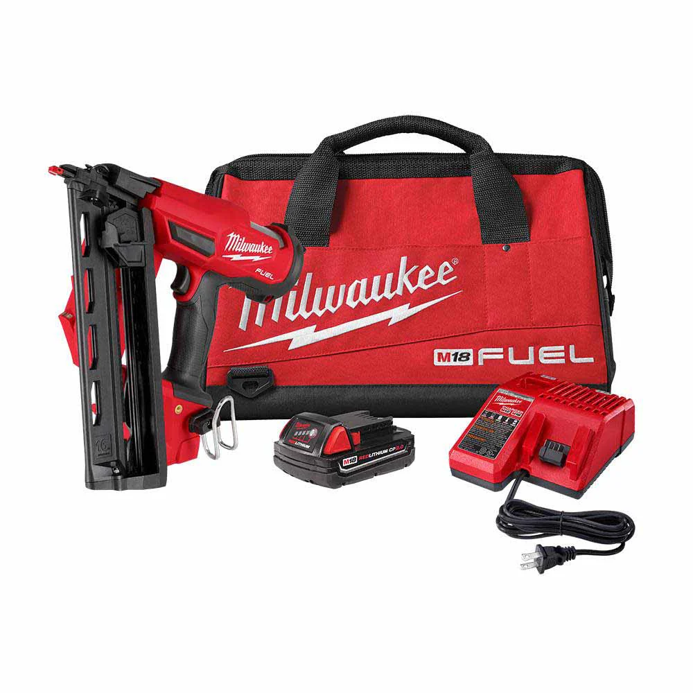Milwaukee 2841-21CT M18 FUEL™ 16 Gauge Angled Finish Nailer Kit - Moutools