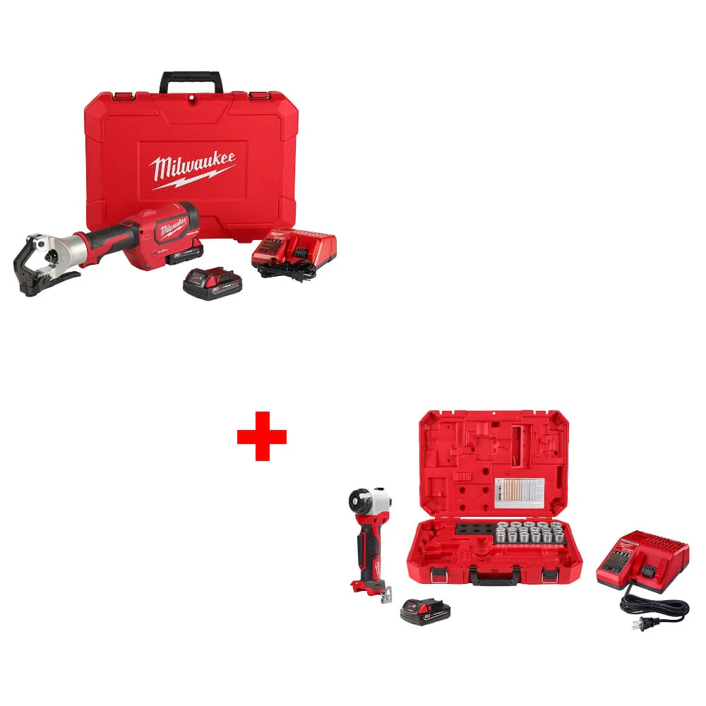 Milwaukee 2877-22 M18 Dieless Crimper w/ FREE 2935CU-21S M18 Cable Stripper Kit - Moutools