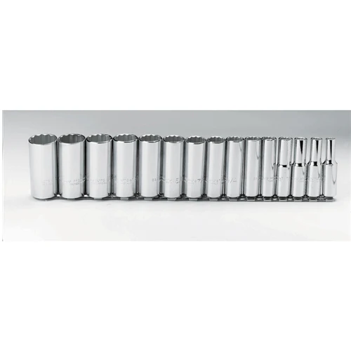 Proto J54107 1/2 Drive 15 Pc. Deep Socket Set - 12 Point - Moutools