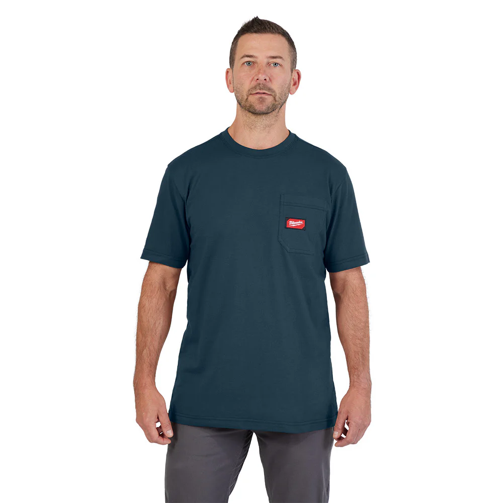 Milwaukee 605BL GRIDIRON Pocket T-Shirt - Short Sleeve Blue - Moutools